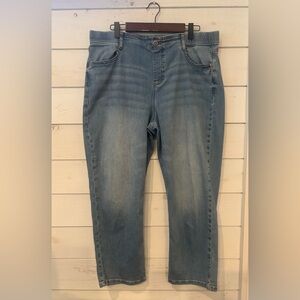 J JILL High Rise Straight Leg Pull On Crop Jeans Light Wash
Stretch Size 14